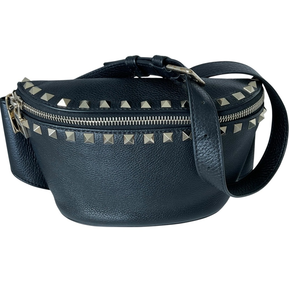 Valentino Garavani Rockstud Black Leather Belt Bag w Dust Bag - Picture 8 of 15